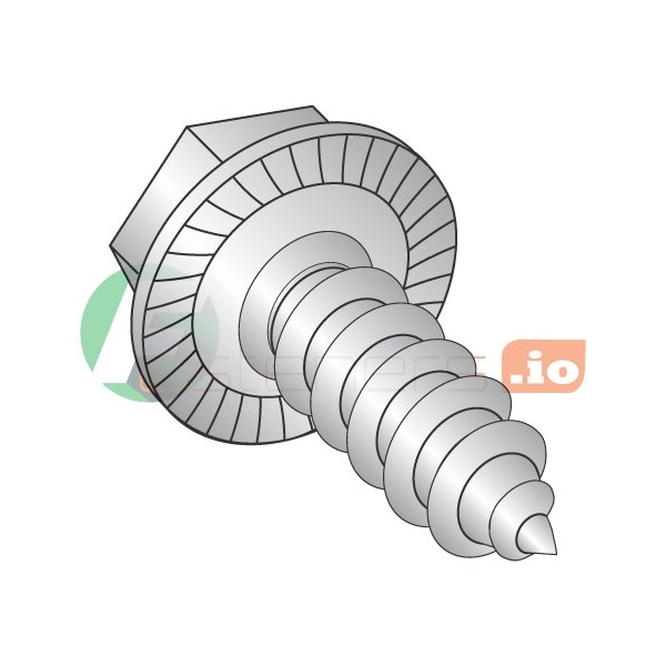 Newport Fasteners Sheet Metal Screw, #8 x 1 in, 18-8 Stainless Steel Hex Head Hex Drive, 2500 PK 806960 - main